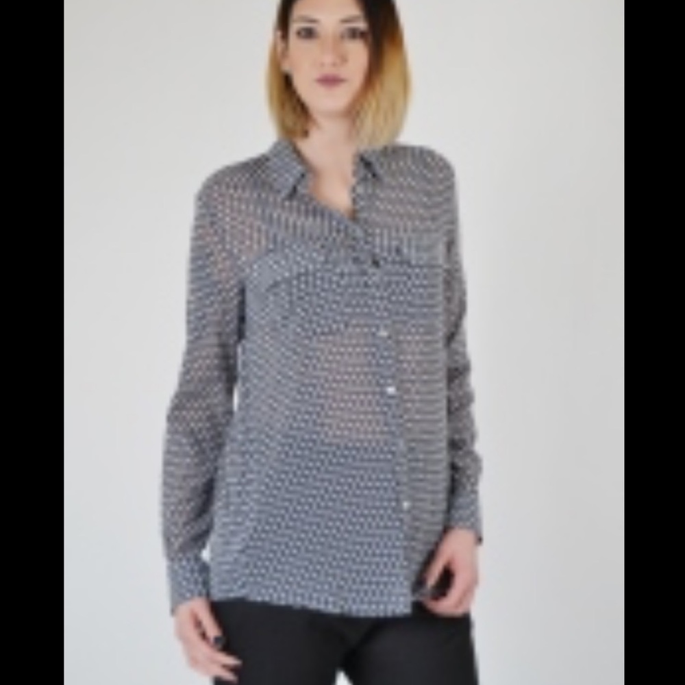 NEW a.n.a Sheer Black White Tunic Top
